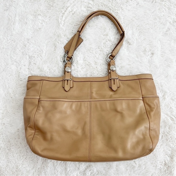 COACH Gallery Leather Tote Shoulder Bag + Wallet Camel Brown - Picture 4 of 16